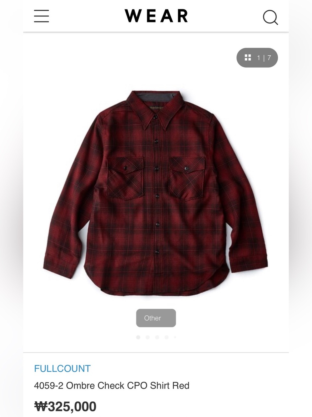 FULLCOUNT - Men’s Red Ombre Check Shirt for Men - Size 44 / Made in Japan
